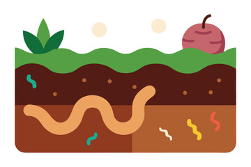  Regenerative Agriculture Vector – Healthy Soil Cross-Section with Roots, Worms, Microbes.
