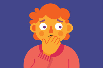 Obraz premium An anxious person with orange hair looks confused while lost in thought, conveying feelings of uncertainty in a vibrant and expressive manner
