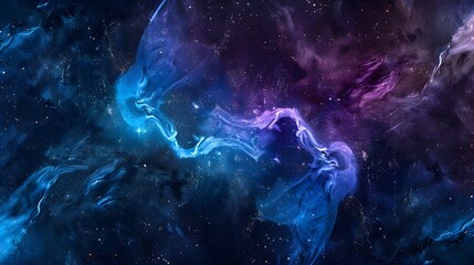 Mystic Nebula Space Background with Blue and Purple Cosmic Dust