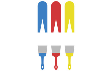 Three paint drops, three matching brushes