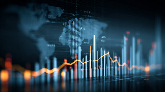 Global Market Trends Data Visualization of Economic Growth and Fluctuations - Powered by Adobe