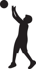 Silhouette of a young basketball player throwing the ball in action. Black vector design ideal for sports, fitness, training, and competition themes. Perfect for posters, icons, and logos.