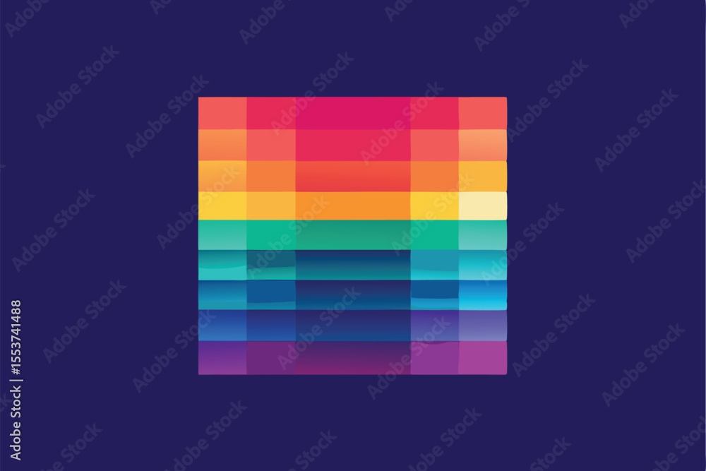 Poster vivid gradient squares create a captivating minimalist artwork featuring multicolor patterns and squ