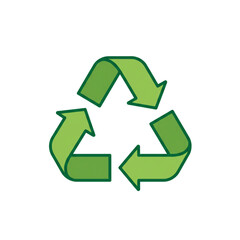 Recycling symbol in green color representing sustainability and eco-friendliness  
