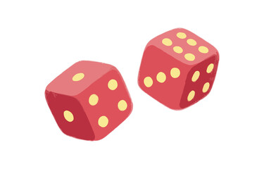 Two Red Dice Rolling on Transparent Background