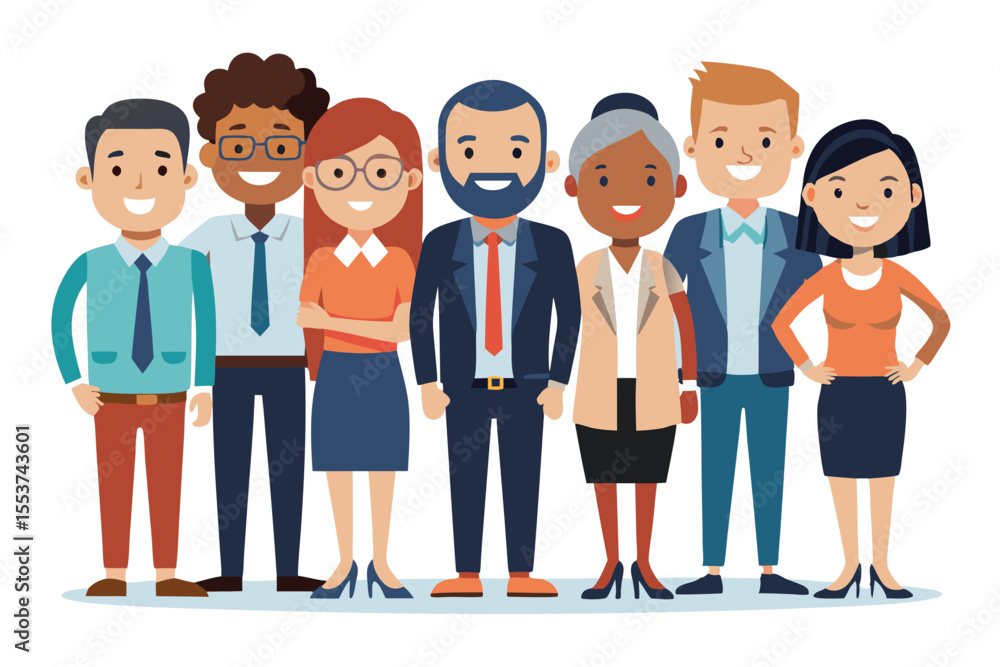 Poster multinational business team collaborates in a modern office setting showcasing unity and diversity a