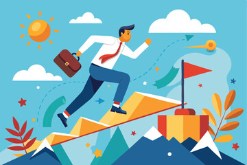 Fototapeta premium Avoiding pitfalls to achieve business success while navigating challenges in a vibrant landscape