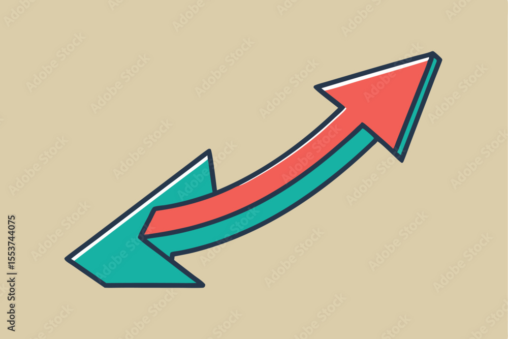 Poster new arrow symbolizing change in direction and positive decision-making, designed with bold colors an