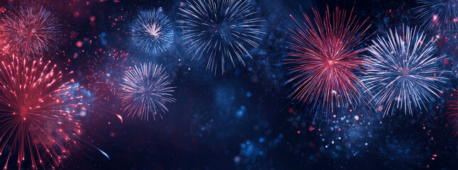 Fourth of July Independence day of USA background with copy space, celebrations banner design, red, blue fireworks, Independence day concept