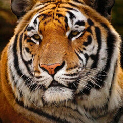 Bengal Tiger Close-Up with Intense Gaze