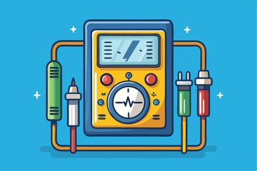 Naklejka premium Multimeter as a digital gadget for electrical measurements showing various probes and components