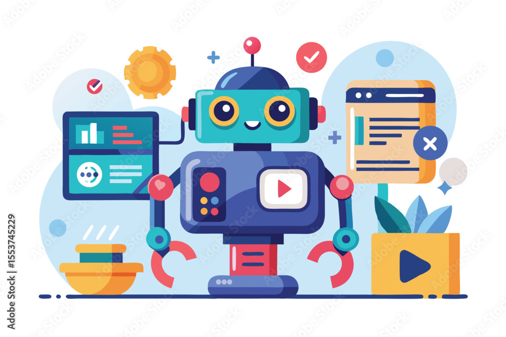Poster ai robot creates engaging video content with colorful interface and interactive features for effecti