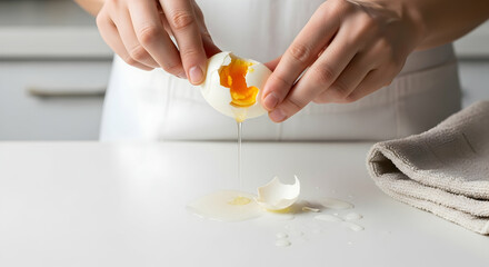 Soft Boiled Egg Being Prepared With Care In Minimalist Kitchen