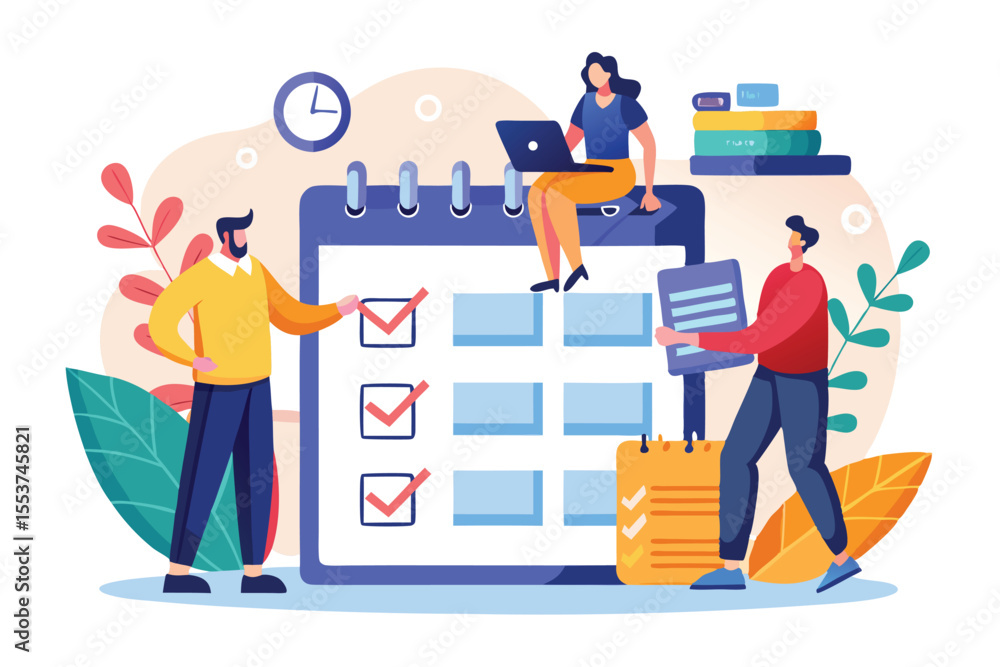 Poster effective schedule planning and checklist creation for productivity improvement in an office environ