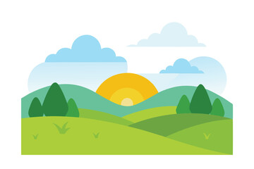 Fototapeta premium summer landscape with trees and hills