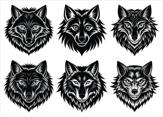 Fierce Wolf Head Silhouette Vector Illustration  Tribal Style Animal Design.

