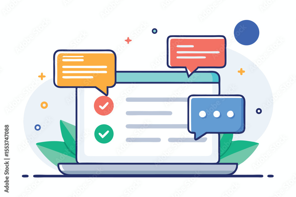 Poster online chat application shows typing indicator with message notifications and visual elements around
