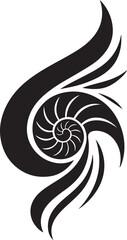 Tribal style nautilus shell ornamental design, Abstract seashell illustration for tattoo art