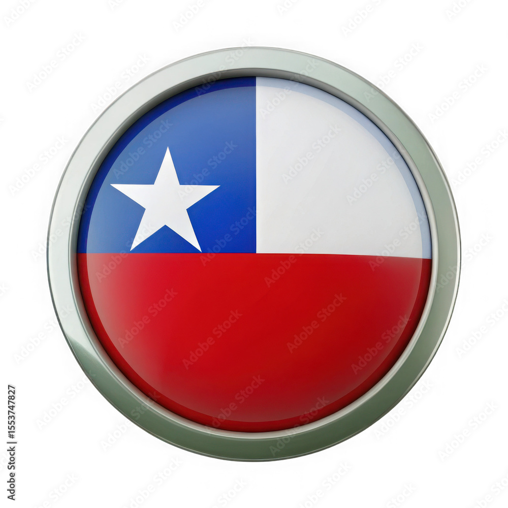 Poster shiny circular emblem of the flag of chile isolated on transparent background