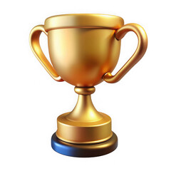 Golden trophy award with handles isolated on transparent background