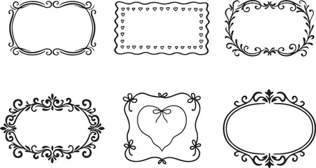 Elegant vintage vector frames: a decorative set with ornate floral patterns and retro scroll elements