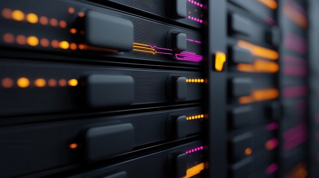 Futuristic technology background featuring advanced web storage, global social media connections, and AI networking servers