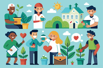 Volunteers engage in various activities to support community gardening and environmental initiatives throughout the beautiful parks and neighborhoods