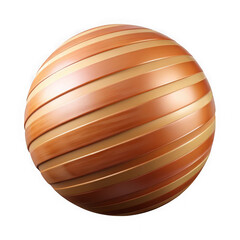 Obraz premium Abstract sphere with alternating copper and gold metallic stripes isolated on transparent background