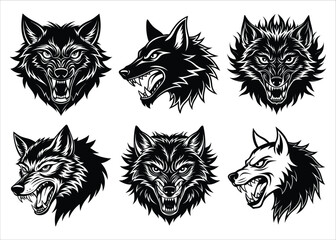 Stylized Wolf Head Silhouette in Side Profile Bold Vector Animal Illustration.

