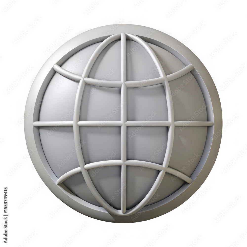 Aufkleber glossy 3d globe icon with grid lines isolated on transparent background