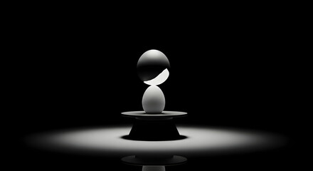 Zen Eggs Balanced Sculpture Symbolizing Harmony And Equilibrium On Dark Scene
