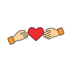 two hands passing a heart to each other  fingers g