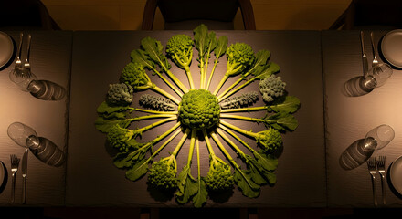 Stylish Table Setting with Vegetable Art for Fine Dining Occasions