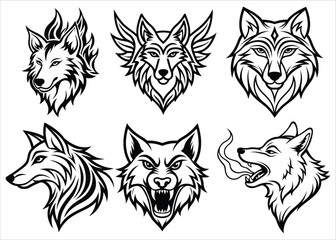 Stylized Wolf Head Silhouette in Side Profile Bold Vector Animal Illustration.

