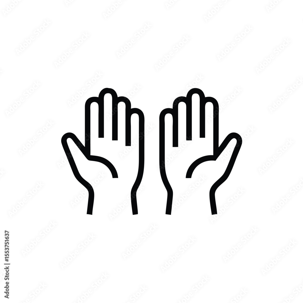 Poster outline of two open hands palms up on a background charity concept vector