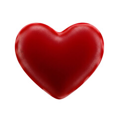Obraz premium Photo of a single, perfectly formed red heart is isolated on transparent background, its smooth surface gleaming with a soft, romantic glow