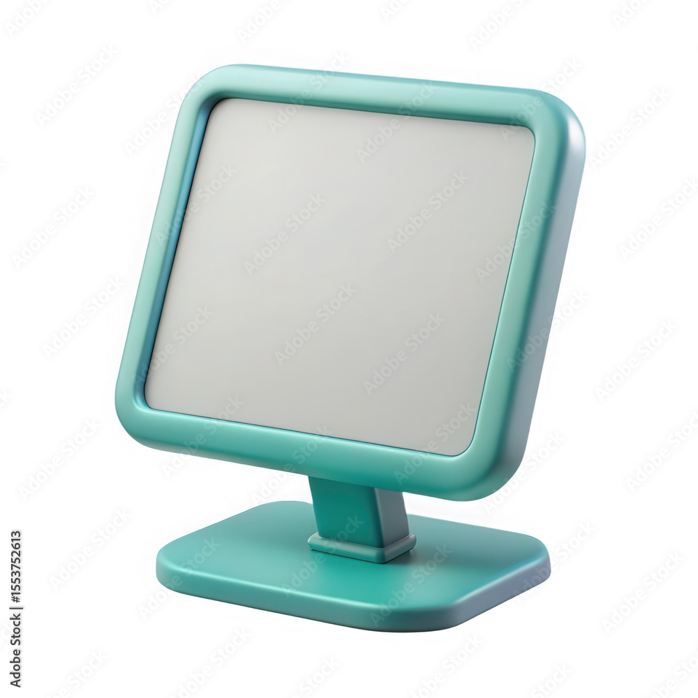Fototapete modern teal digital display screen on a stand isolated on transparent background