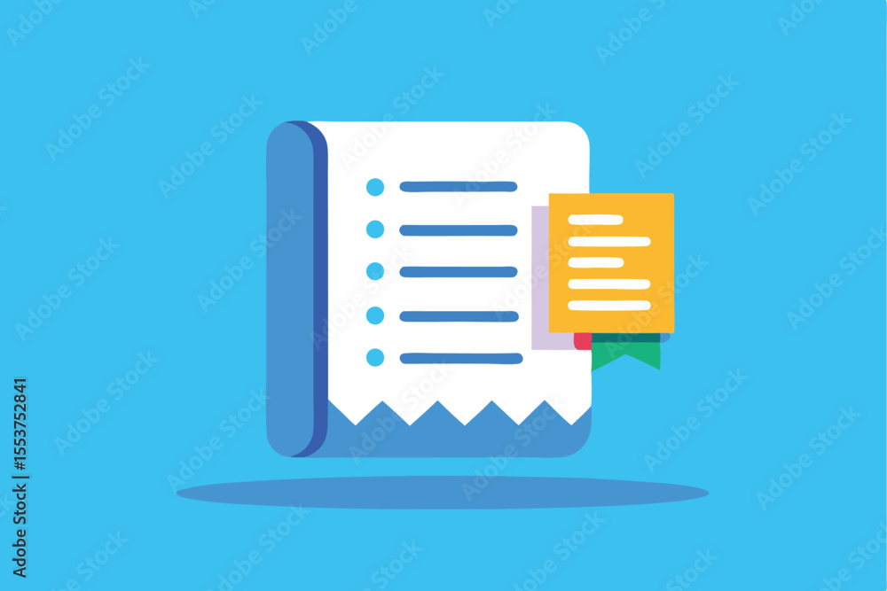 Aufkleber vector icons depicting concept paper receipts with clear formatting and note tags for organized fina
