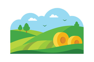 Fototapeta premium summer landscape with green field and blue sky