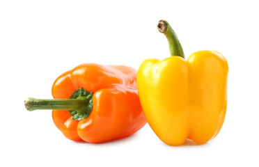 Ripe colorful bell peppers isolated on white