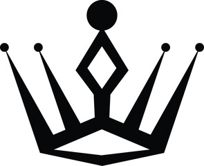 Elegant Black Crown Icon, Royalty Symbol