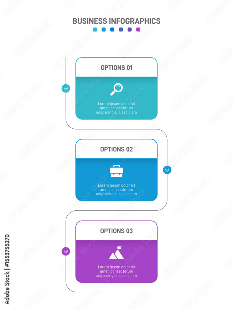 Poster vertical progress bar featuring 3 arrow-shaped elements, symbolizing the three stages of business st