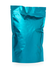 One zipper stand-up pouch isolated on white. Mockup for design
