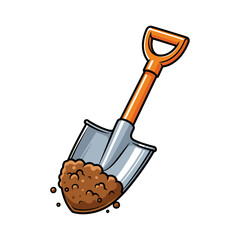 shovel with soil and wooden handle vector illustration isolated