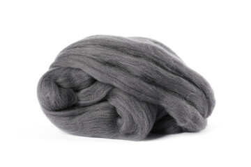 Grey soft felting wool isolated on white
