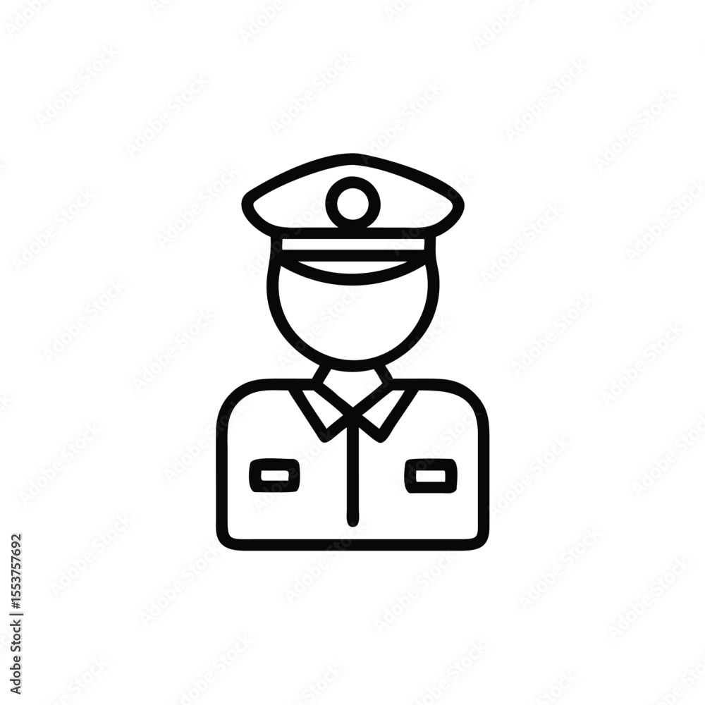 Poster outline of a person in a uniform with a hat and collar on background vector
