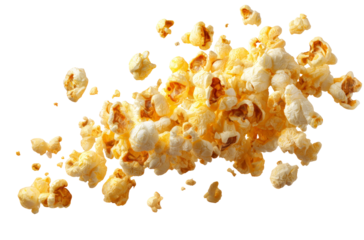 Golden popcorn is delicious, it sparks joy on transparency background