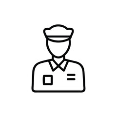 And line art of a professional security guard with uniform and hat vector