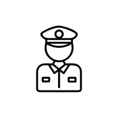 Outline of a person in a uniform with a hat and collar on background vector