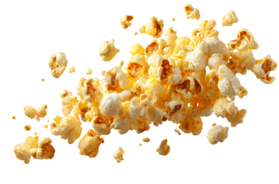 Golden popcorn is delicious, it sparks joy on transparency background